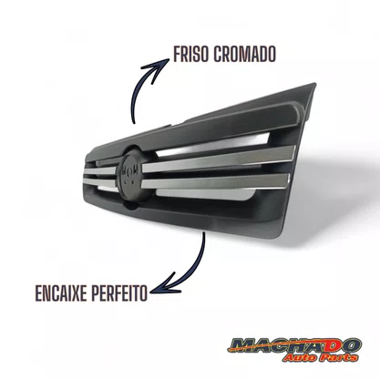 Grade Dianteiro Radiador Uno Fiorino Fire 06 a 13 Preto Com Friso Cromado 