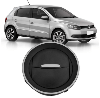 Grade Difusor Saida Ar Painel Gol Voyage Parati Saveiro G5 e G6 Preto Com Botão e Aro Prata  