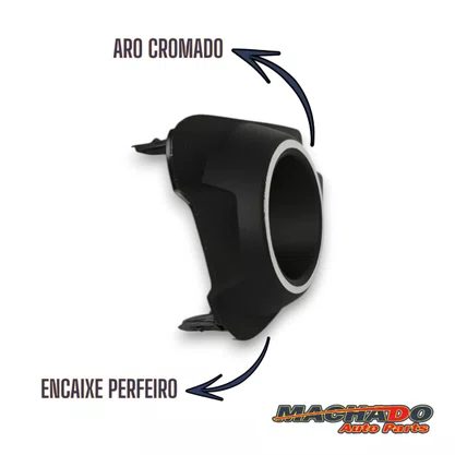 Grade Farol Milha Kwid 2017 Até 2022 Preto Com Milha aro Cromado Direito