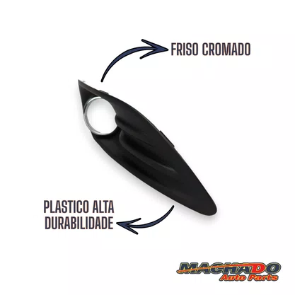 Grade Milha Parachoque Dianteiro New Fiesta 2013 a 2017 Com Furo Preto Arco Cromado Direito