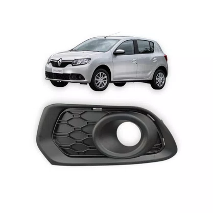 Grade Milha Parachoque Dianteiro Sandero 2015 a 2019 Com Furo Lado Esquerdo Motorista 
