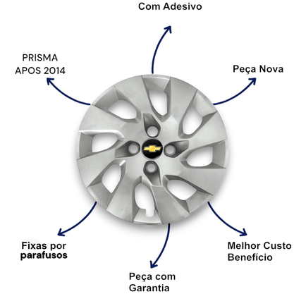 Jogo Calota Aro 15 Onix Prisma 2014 até 2016 
