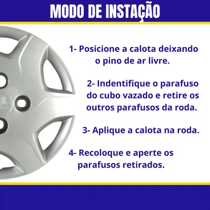 Jogo Calota Aro 13 Celta Prisma 2000 Até 2015 Cubo Baixo