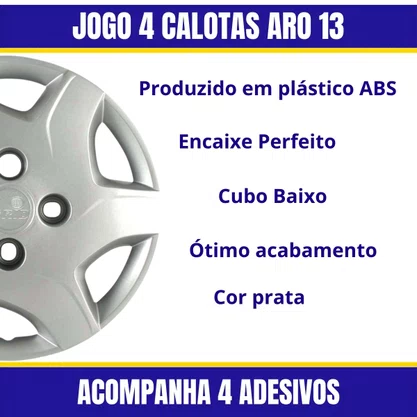 Jogo Calota Aro 13 Celta Prisma 2000 Até 2015 Cubo Baixo