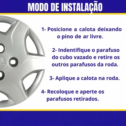 Jogo Calota Aro 13 Celta Prisma 2000 Até 2015 Cubo Baixo