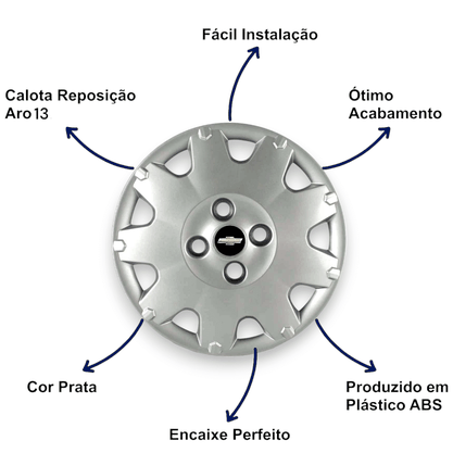 Jogo Calota Aro 13 Chevrolet Celta Prisma 2006 Até 2015