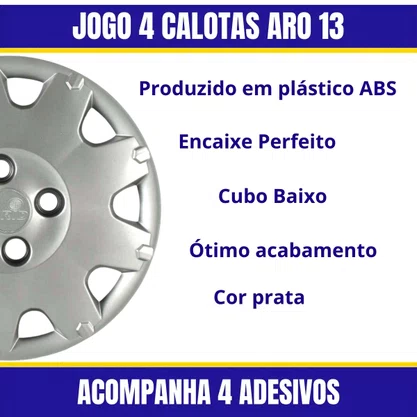 Jogo Calota Aro 13 Chevrolet Celta Prisma 2006 Até 2015
