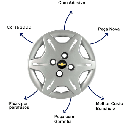 Jogo Calota Aro 13 Corsa Corsa Hatch, Sedan 1994 Até 2002 