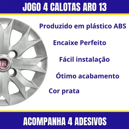 Jogo Calota Aro 13 Fiat Palio Fire 2014