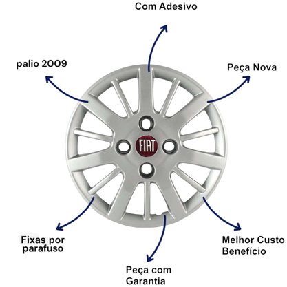 Jogo Calota Aro 13 Fiat Palio Siena 2009 Até 2010