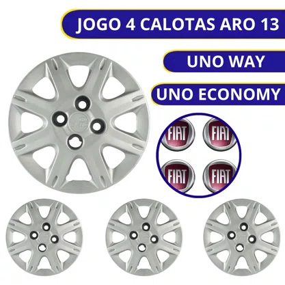 Jogo Calota Aro 13 Fiat Uno Way Economy 1987 Até 2009