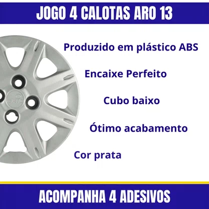 Jogo Calota Aro 13 Fiat Uno Way Economy 1987 Até 2009