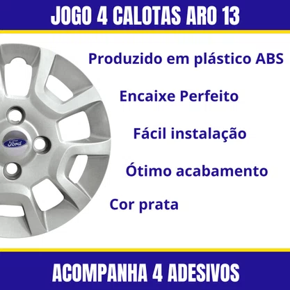 Jogo Calota Aro 13 Ford KA 2007 até 2013 