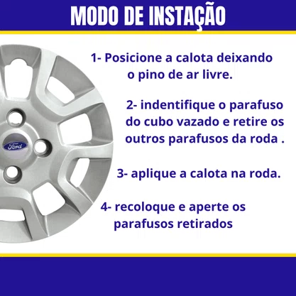Jogo Calota Aro 13 Ford KA 2007 até 2013 