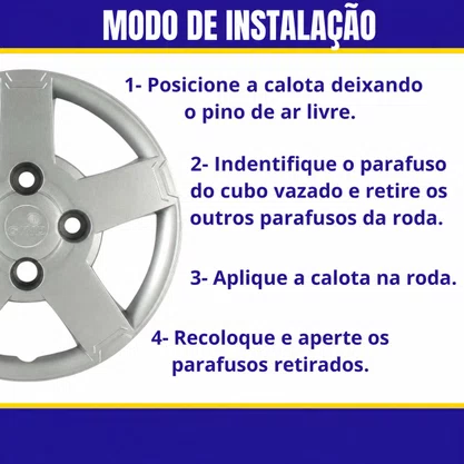 Jogo Calota Aro 13 Ford Ka 2008 Até 2012 