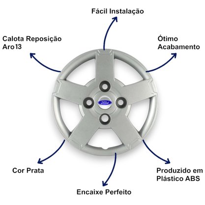 Jogo Calota Aro 13 Ford Ka 2008 Até 2012 