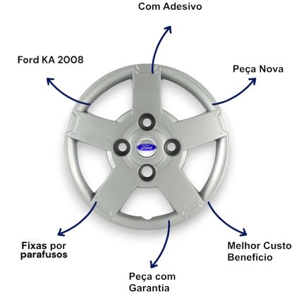 Jogo Calota Aro 13 Ford Ka 2008 Até 2012 