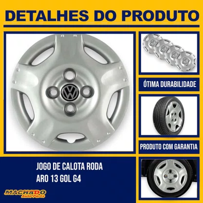 Jogo Calota Aro 13 Gol G4 2011 2012 Cubo Alto Parafusada