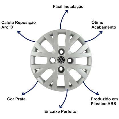 Jogo Calota Aro 13 Volkswagen Gol G4 Ecomotion 2005 Até 2014