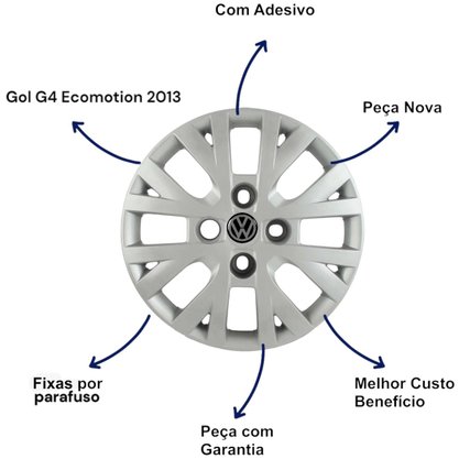 Jogo Calota Aro 13 Volkswagen Gol G4 Ecomotion 2005 Até 2014