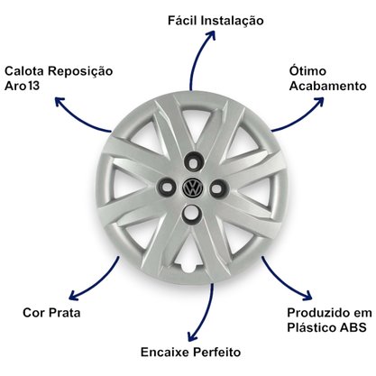 Jogo Calota Aro 13 Gol Saveiro Voyage G5 2010 Até 2013