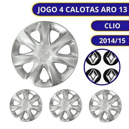 Jogo Calota Aro 13 Renault Clio 2012 Até 2016 Pressão 