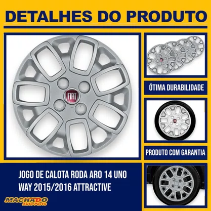 Jogo Calota Aro 13 Uno Palio 2014 até 2019 Attractive 