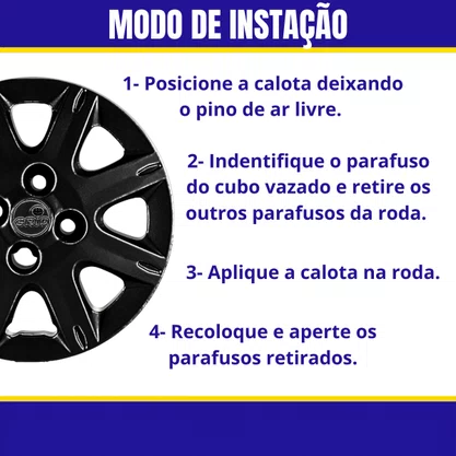 Jogo Calota Aro 13 Uno Way 1987 Até 2013 Preto Brilho