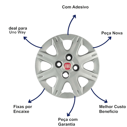 Jogo Calota Aro 13 Fiat Uno Way Economy 1987 Até 2009