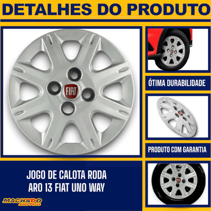 Jogo Calota Aro 13 Fiat Uno Way Economy 1987 Até 2009