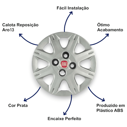 Jogo Calota Aro 13 Fiat Uno Way Economy 1987 Até 2009