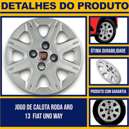 Jogo Calota Aro 13 Fiat Uno Way Economy 1987 Até 2009