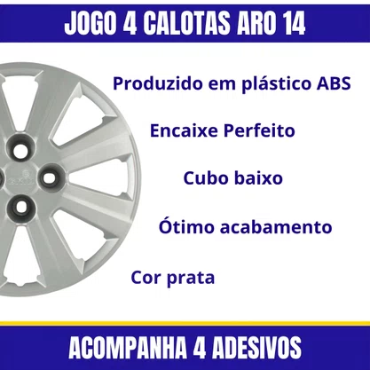 Jogo Calota Aro 14 Agile 2010 Até 2013 Cubo Baixo