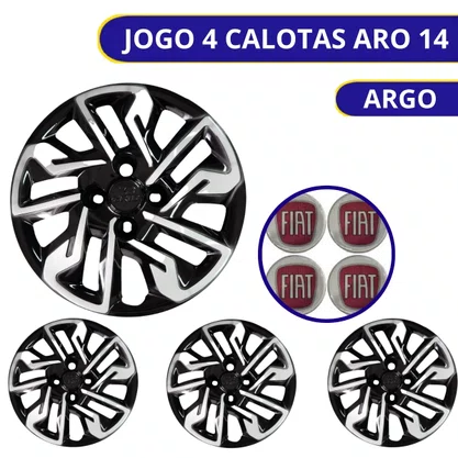 Jogo Calota Aro 14 Argo 2017 Até 2020 Prata e Preto 