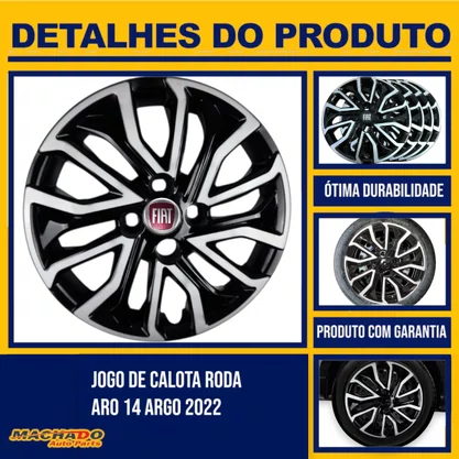 Jogo Calota Aro 14 Argo Cronos Após 2021 Preto Prata