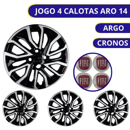 Jogo Calota Aro 14 Argo Cronos Após 2021 Preto Prata