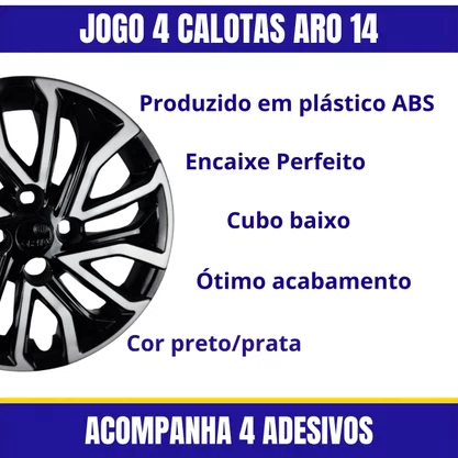 Jogo Calota Aro 14 Argo Cronos Após 2021 Preto Prata