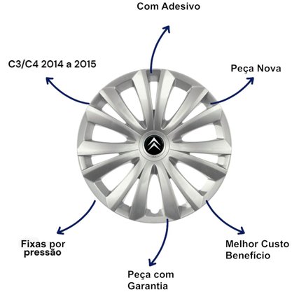 Jogo Calota aro 14 citroen C3/C4 2014 Até 2015 