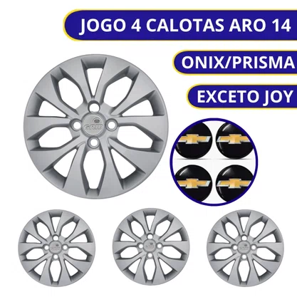 Jogo Calota Aro 14 Chevrolet Onix Prisma 2017 Até 2020 