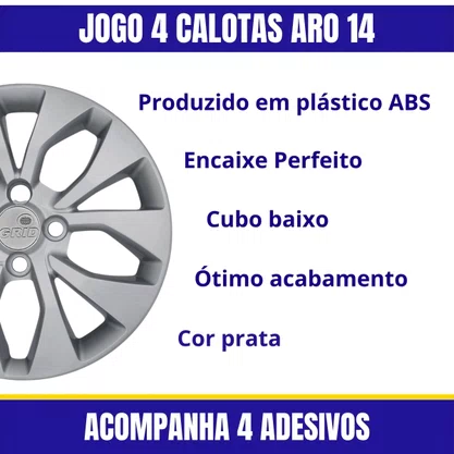 Jogo Calota Aro 14 Chevrolet Onix Prisma 2017 Até 2020 