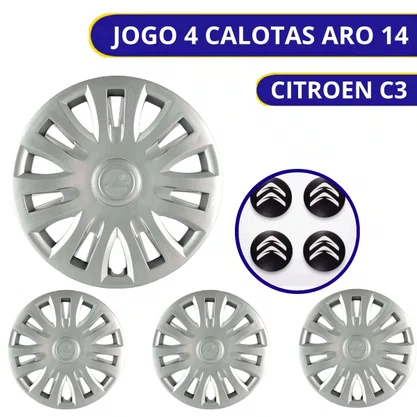 Jogo Calota aro 14 Citroen C3 2007 Até 2013