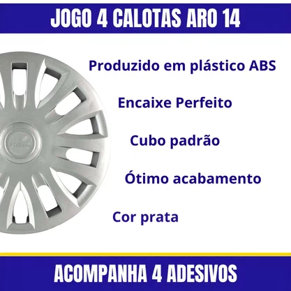 Jogo Calota aro 14 Citroen C3 2007 Até 2013