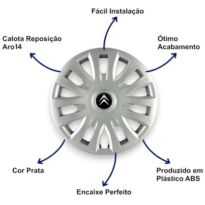 Jogo Calota aro 14 Citroen C3 2007 Até 2013