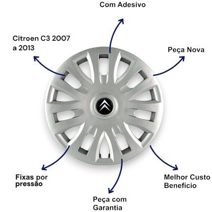 Jogo Calota aro 14 Citroen C3 2007 Até 2013