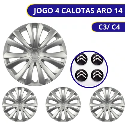 Jogo Calota aro 14 citroen C3/C4 2014 Até 2015 