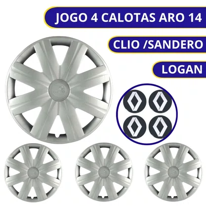 Jogo Calota aro 14 Clio Sandero Logan 2007/08 Cubo Padrão