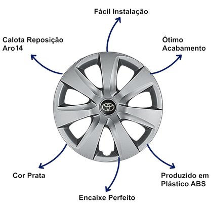 Jogo Calota Aro 14  Etios 2012 Até 2020 
