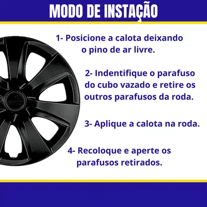 Jogo Calota Aro 14 Etios 2014 Preto 