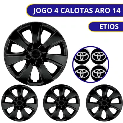 Jogo Calota Aro 14 Etios 2014 Preto 