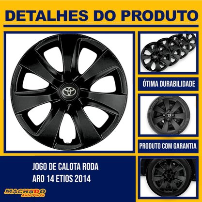 Jogo Calota Aro 14 Etios 2014 Preto 